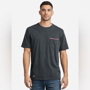 Lacoste Men's Charcoal Tee with Pocket Detail and Lacoste logo at hem Size Large